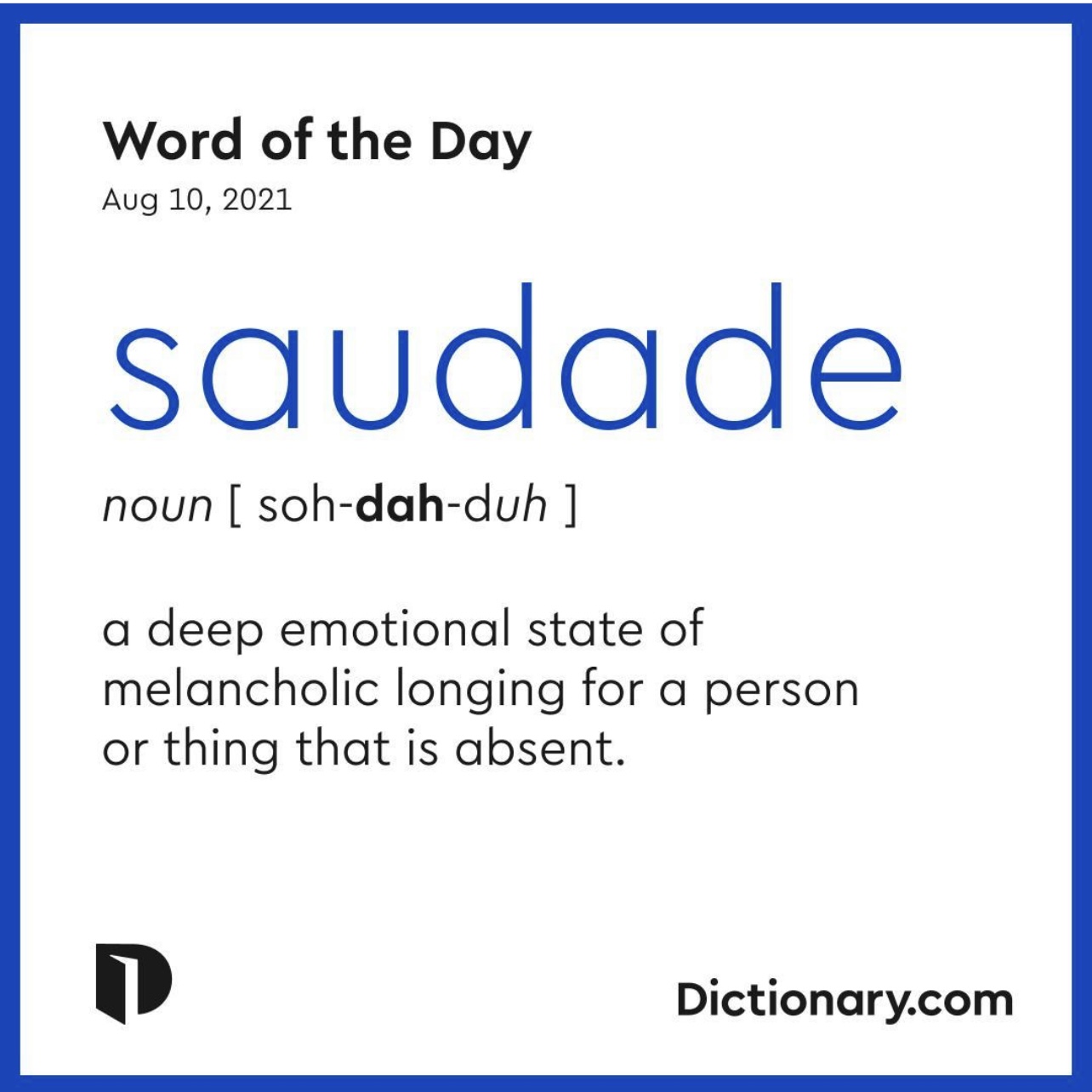 Saudade - Portuguese Word Definition | Poster